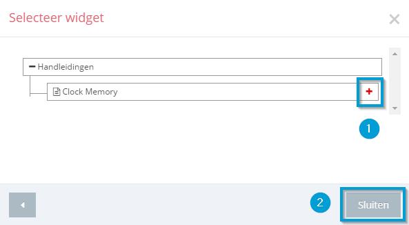 En via Sluiten (2) kunnen we dit venster sluiten. Nu moeten we het dashboard opslaan, klik hiervoor op (1) en daarna op (2) om af te sluiten.