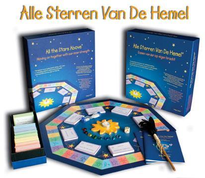 Alle sterren van de hemel Therapeutisch bordspel over verliesverwerking bij begeleiding van kinderen, jongeren en volwassenen die een dierbare aan de dood hebben verloren.