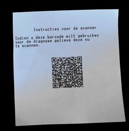 Diagnose handscanner: De diagnosetoepassing zal de scanner configureren en een ticket met barcode afdrukken om de handscanner te testen.