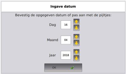 Diagnose: ingave postcode/ datum hoofdgemeente Vul de postcode in van de gemeente (niet van de deelgemeente) waar de apparatuur wordt getest, de postcode moet uit 4 cijfers bestaan, indien er reeds