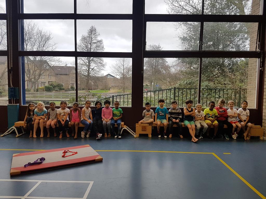 Gymnastiek De kinderen van de groepen geel, blauw en rood hebben elke dinsdag 1 uur gymnastiek.