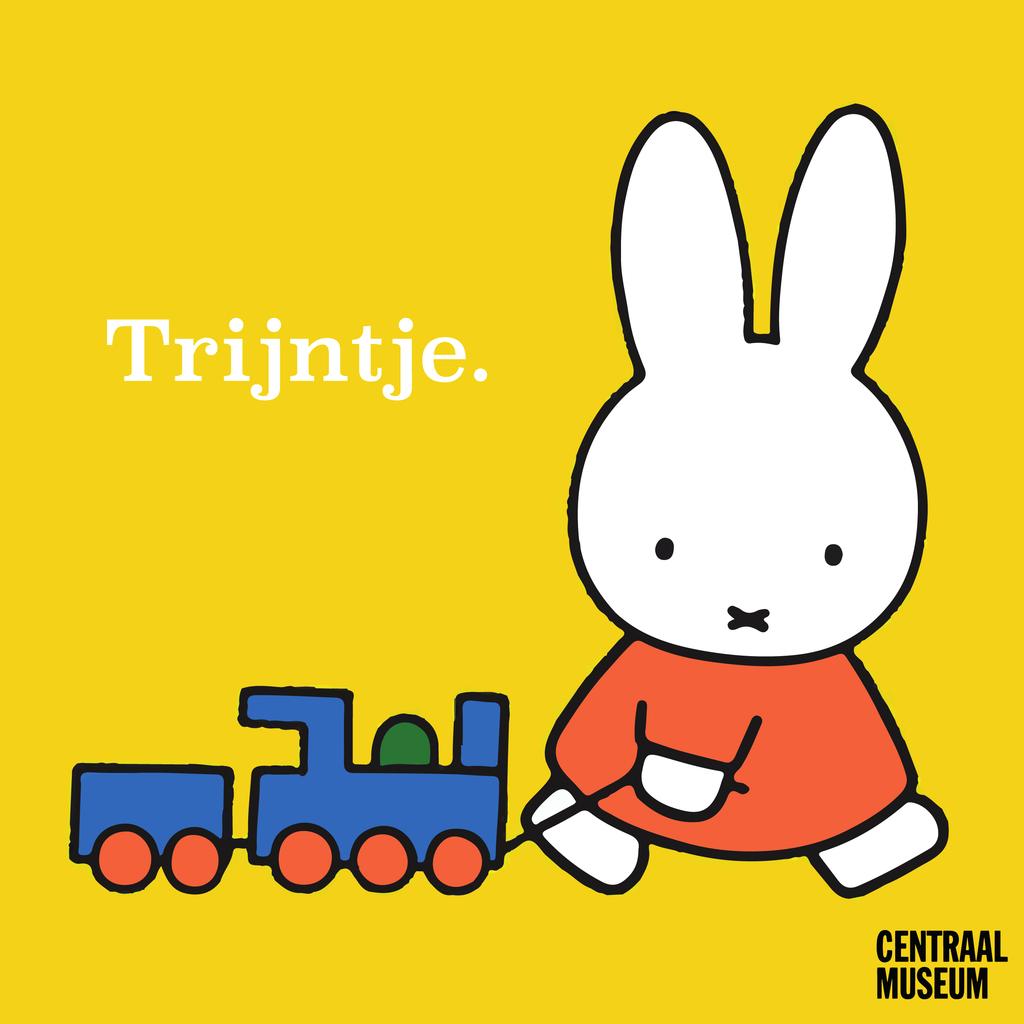 TRIJNTJE De bekende speelse tekenstyle van Dick Bruna, met vrolijke kleuren. Een trein-coupe welke een feestje is voor de reizende jeugd.