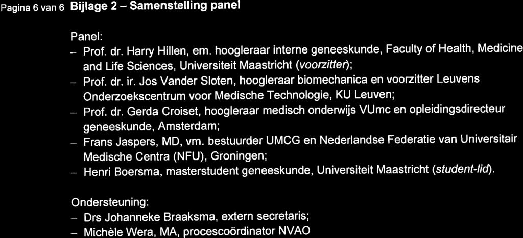 Pagina6vano Bijlage 2 -Samenstelling panel Panel: - prof. dr. Harry Hillen, em.