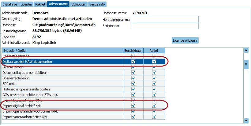 P a g i n a 31 3. DIGITAAL ARCHIEF INRICHTEN 3.1 KING OPTIES ACTIVEREN Factuur2King plaatst de verwerkte facturen in het digitale archief van King.