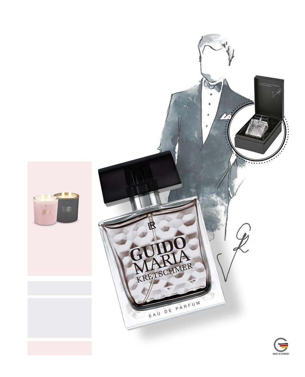Haute parfum for Men by Guido Maria Kretschmer Net zoals het parfum voor vrouwen, draagt ook het parfum voor mannen het handschrift van de designer: elegant, hoogwaardig, tijdloos en authentiek.