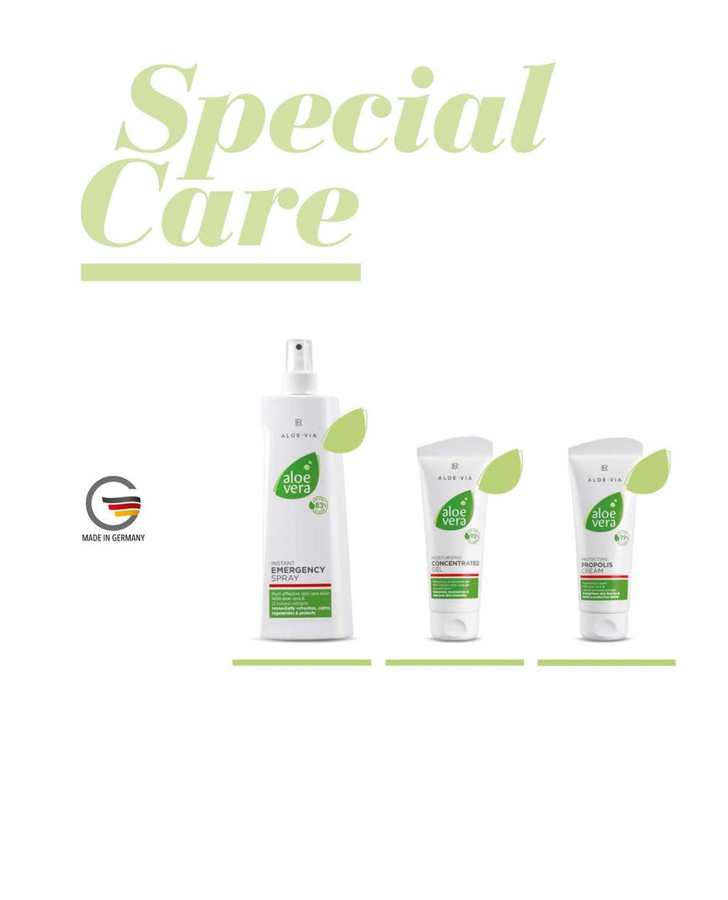 LR ALOE VIA SPECIALE VERZORGING 75 Speciale Verzorging LR ALOE VIA Speciale Verzorging In het bijzonder rustgevend en regenererend voor de gestresste huid en huidirritaties.