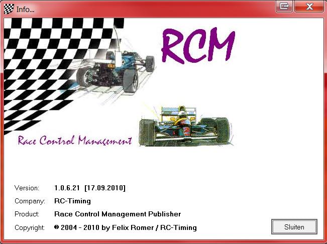 7.2 Info. Hier vind u wanneer de huidige versie van RCM Publisher is uitgebracht. 8. Slot opmerkingen Wij wensen u veel succes met www.myrcm.ch en www.rc-timing.ch. Als u vragen heeft of als er problemen zijn, neemt u dan alstublieft contact met ons op.