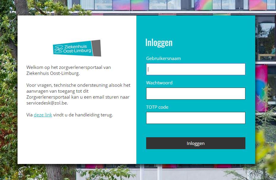 2. Inloggen Het Zorgverlenersportaal van het Ziekenhuis Oost-Limburg is te bereiken via de URL: https://huisarts.zol.