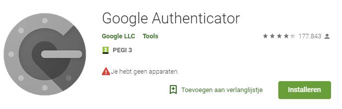 2.2.2. Handmatig instellen Google Authenticator (Android) Download de google