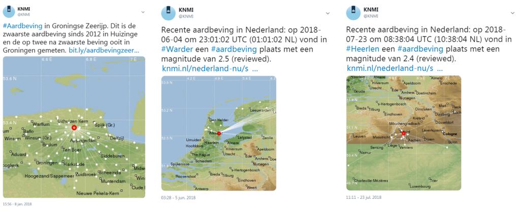Aardbevingen in Nederland In 2018 zijn er 15 aardbevingen opgetreden in het Groningen-gasveld met een magnitude hoger dan 1,5 op de schaal van Richter.