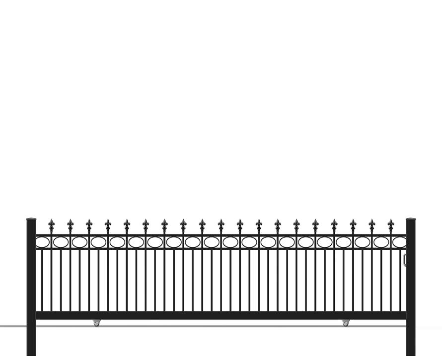 5 Inhoud De prijzen die u ziet gaan per centimeter en is compleet geleverd. Dit is inclusief poortdeel, aanslagpaal, geleidingspaal, kruk, cilinder, slot, slotvanger en rails.