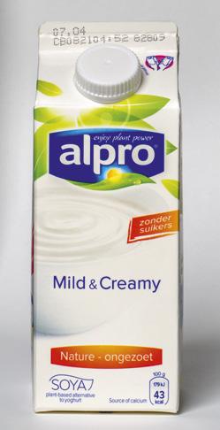 Plantaardige yoghurtvervanger Halfvolle yoghurt 50 kcal 1,5 g 4,3 g 4,3 g 4,2 g 0,13 g Vitamine