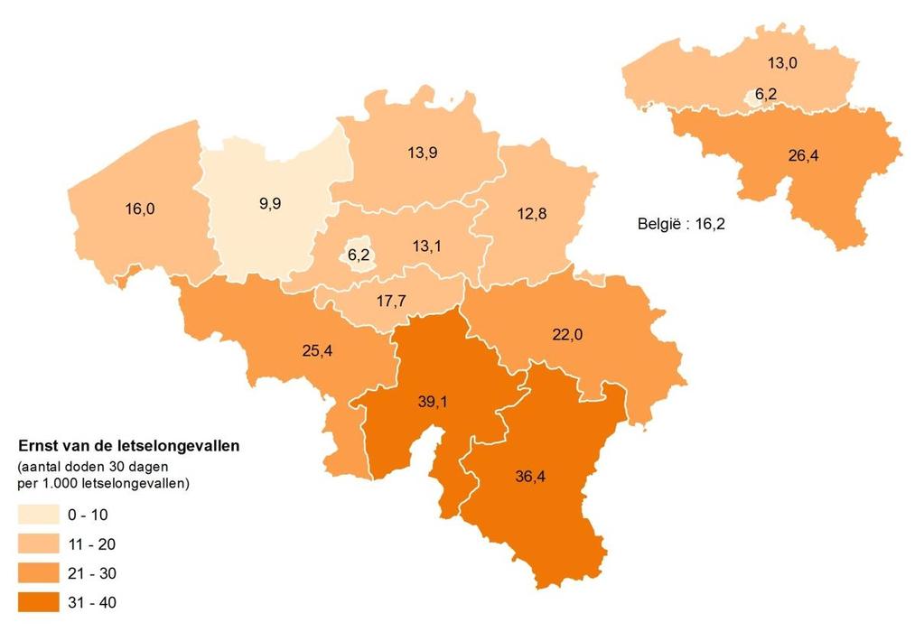 Vias institute - Statistisch rapport 2018 Verkeersongevallen 2017 31 100% 90% 80% 70% 0,8% 3,1% 1,1% 8,8% 11,2% 9,4% 17,7% 23,5% 26,0% 60% Buitenland 50% Brussel 40% 30% 72,6% 62,1% 63,6% Wallonië