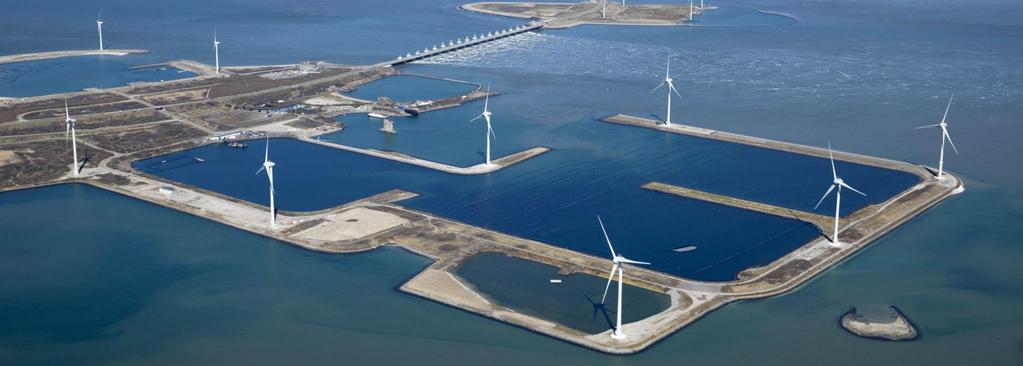 Voorbeeldproject Duurzame energie Wind Windpark Bouwdokken, Neeltje Jans 7 windturbines in Zeeland