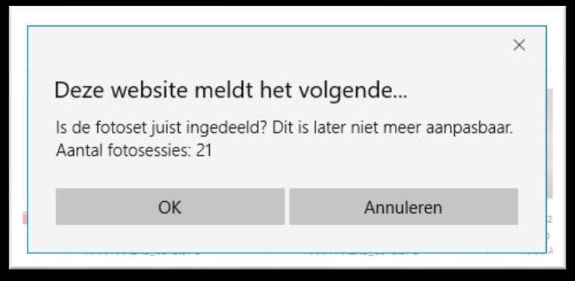 Als extra controle wordt bovenstaande vraag gesteld. Klik op < OK > en de sessies worden naar de server ge-upload.