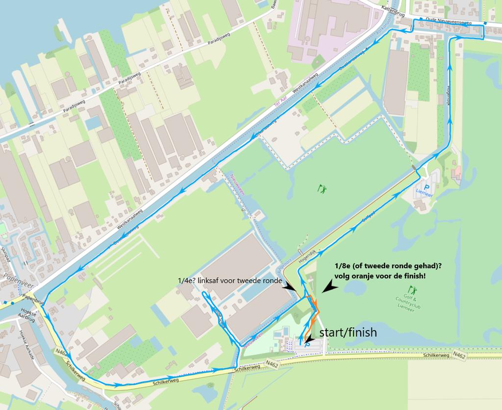 Rondes Deelnemers van de achtste triathlon lopen één ronde, en finishen vervolgens bij de aarweide. Deelnemers van de kwart triathlon lopen de ronde tweemaals, zoals aangegeven op de kaart.