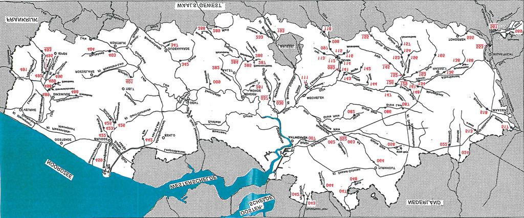 OVERZICHTSKAART VAN DE GEPUBLICEERDE HYDROMETRISCHE STATIONS