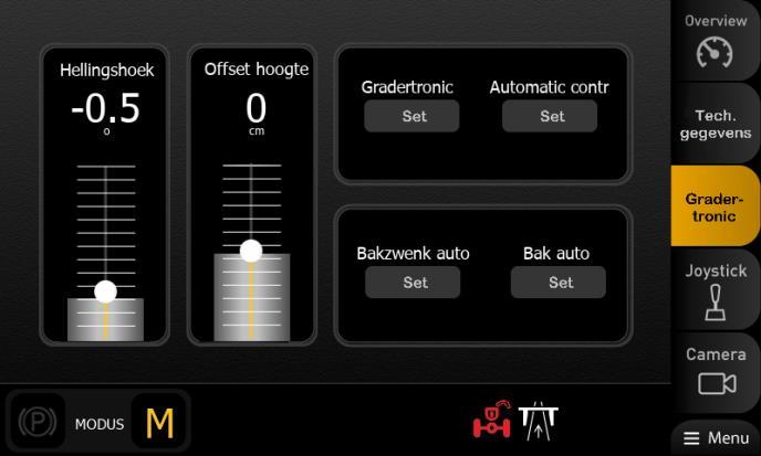 Verder is het mogelijk om met Automatic control de verstelgiek automatisch mee te laten bewegen met de graafbeweging.