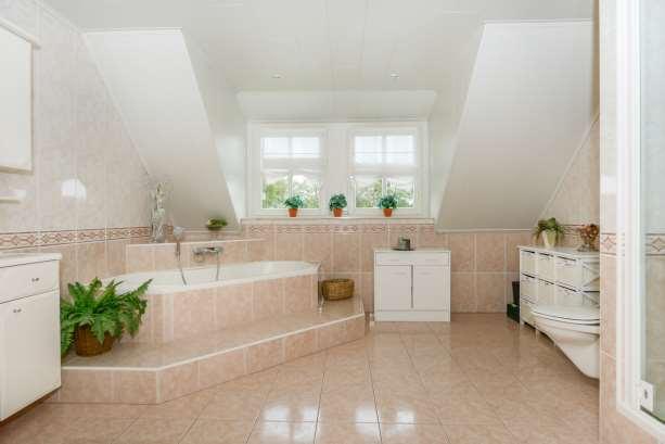 Badkamer vloer: wanden: plafond: diversen: - tegels - tegels - mdf delen met