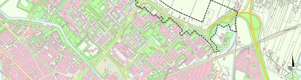 Aan de zuidzijde is het onderzoeksgebied gerelateerd aan de verwachte verkeerseffecten, waarbij een gedeelte van de verdeelring de grens vormt.