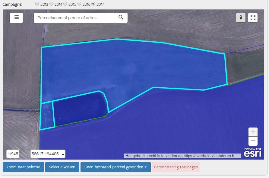 3.2.2 Percelen selecteren via de percelenkaart U kunt uw eigen percelen onderscheiden van de aangegeven percelen van andere landbouwers door een andere inkleuring op de kaart.