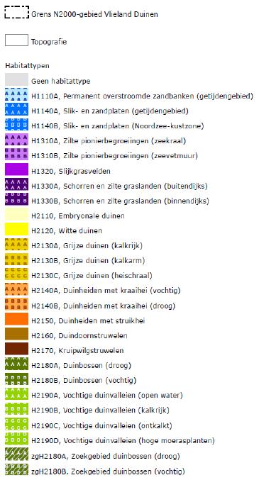 Tabel 5-2 Depositie op habitattypen Habytattype Toename [mol/ha/jaar] Kritische depositiewaarde [mol/ha/jaar] Overschrijding KDW H2120 Witte duinen 1,99 1.429 Nee H2170 Kruipwilgstruwelen 1,99 2.