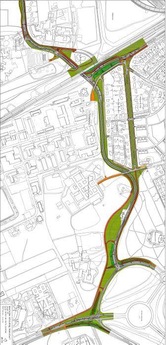 Ongelijkvloers maken fietsoversteken Daarnaast voorziet variant 7B (2013) in een ongelijkvloerse kruising met het spoor via een tunnel, waarbij fietsers met het snelverkeer mee de tunnel in gaan.