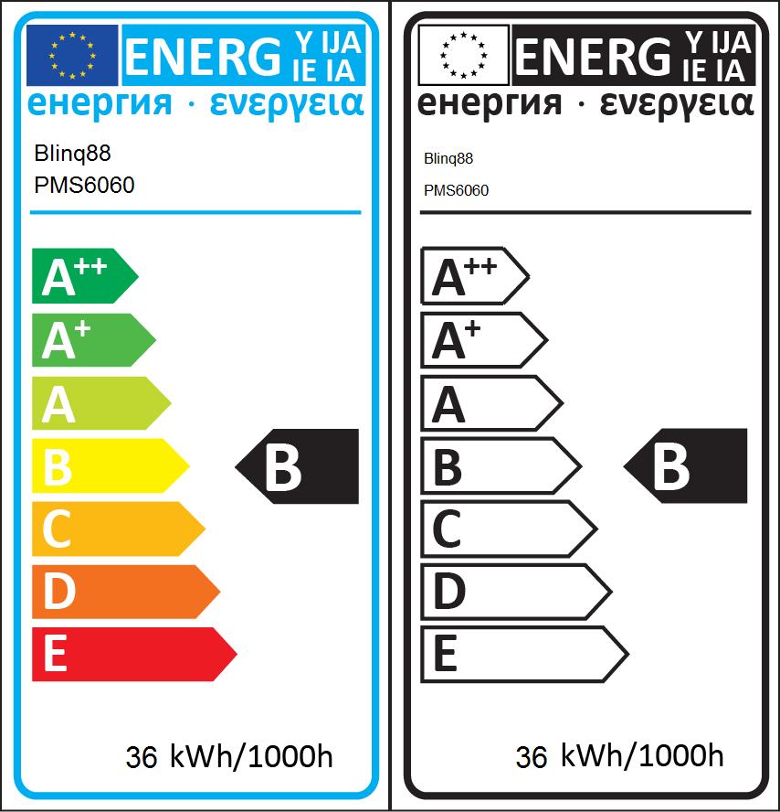 EU 2013 Energielabel classificatie Sinds sept 2013 zijn deze energielabels van kracht Van belang voor de energieclassificatie zijn gecorrigeerd vermogen en nuttige lichtstroom Het opgenomen vermogen