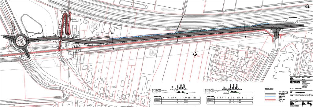 Ontwerp variant noord Toegang tot Parallelweg vanaf verlengde Spoorlaan. Spoordijk wordt niet doorsneden.