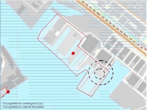Figuur 5.11.2: Risicocontouren propaantank Shipdock B.V. (bron: risicokaart.nl) In de PGS 19 (Propaan), 4.3.