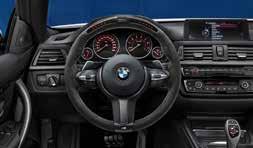BMW M Performance interieurlijsten, carbon met alcantara. Set panelen voor dashboard, middenconsole en portierbinnengrepen. BMW M Performance stuurwiel II, alcantara/carbon.