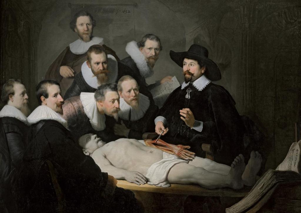 THE ANATOMY LESSON OF NICOLAES TULP Approximately four centuries ago, the Amsterdam Guild of Surgeons commissioned Rembrandt to paint a group portrait of the surgeons in the form of an anatomy lesson.
