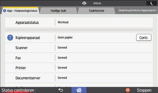 10. Problemen oplossen Als het indicatielampje van [Status controleren] brandt of knippert Als het indicatielampje van [Status controleren] brandt of knippert, drukt u op [Status controleren] om het