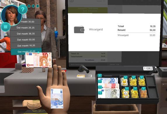 KASSATRAINER DE VIRTUAL SKILLSLAB KASSATRAINER De kassatrainer van Virtual Skillslab bestaat uit een virtuele winkel, waarin studenten klanten helpen aan de kassa.