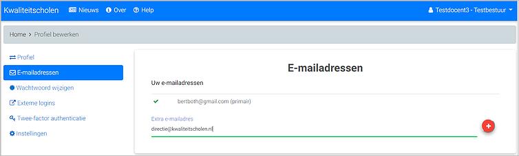 E-mailadres bij profiel instellen Ik wil met een ander e-mailadres inloggen? Als u liever met een ander e-mailadres wilt inloggen, dan kan dat. Daarvoor klikt u op de +-knop.