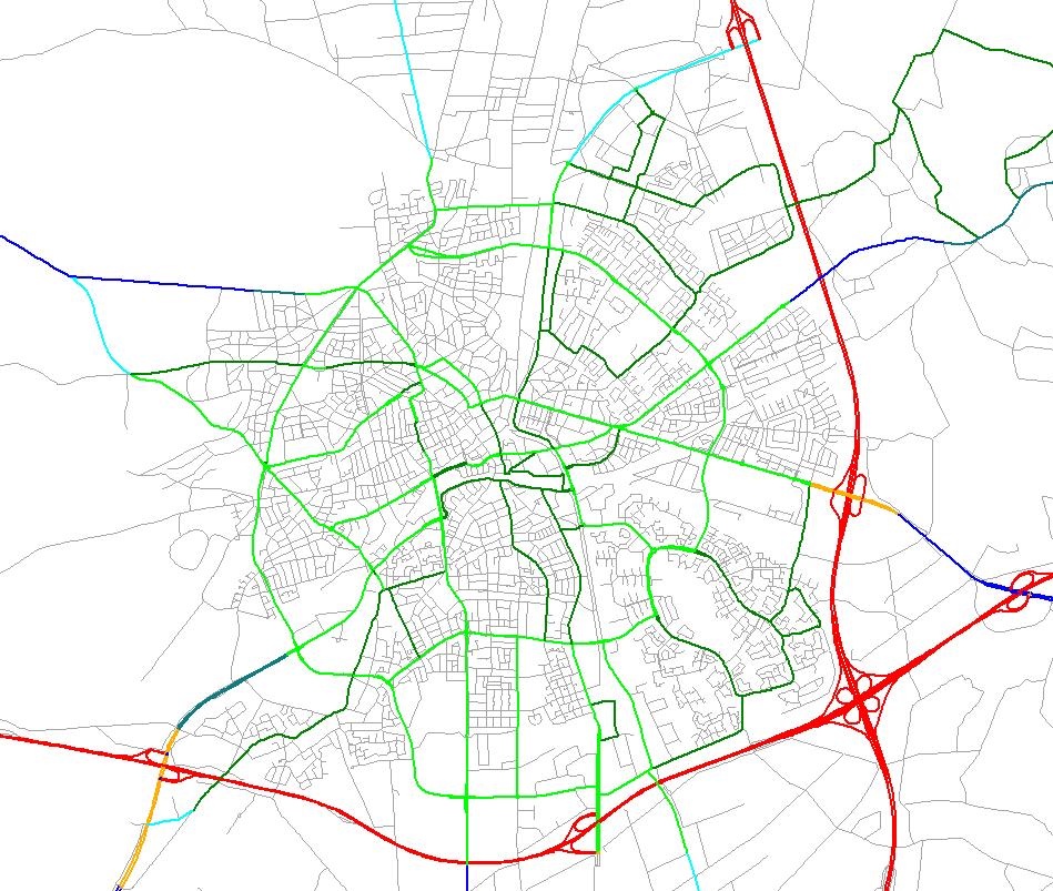 In het NVM worden de verkeersstromen gemodelleerd voor de provinciale en rijkswegen en voor de belangrijkste stedelijke wegen, zie figuur 3.2.