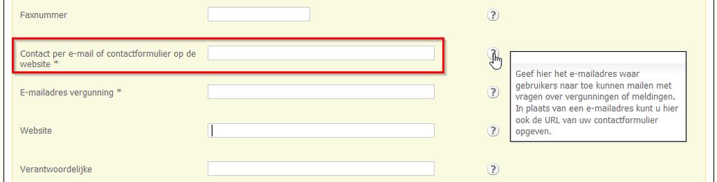 3.10 Organisatiebeheer Contact per e-mail of contactformulier op de website Het veld Contact per e-mail of contactformulier op de website bij de organisatiegegevens is een veld waar zowel een