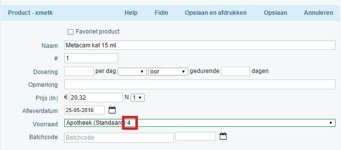 Indien een product is bevestigd en op het medisch dossier is geplaatst opnieuw wordt geopend (dubbelklikken) kan men het aantal wijzigen, zolang de productregel nog niet is afgerekend.