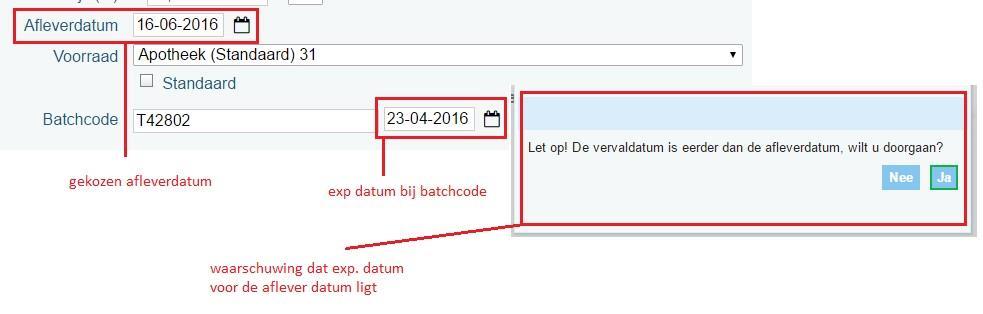 8.2 Praktijkinstelling batchcodebeheer De setting om op een product wel of geen batchcodebeheer op toe te passen is per product aan te passen.