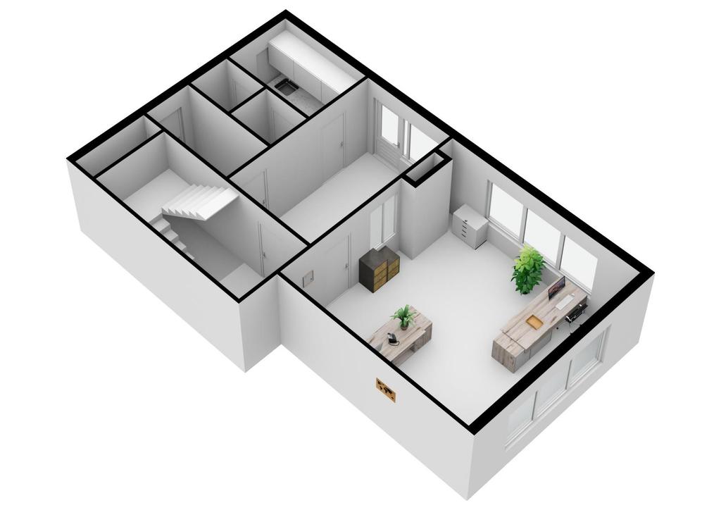 Plattegrond begane grond 3D Bovenstaande plattegrond is