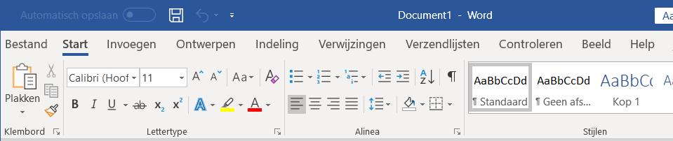 Hoofdstuk 1 Starten met Word 19 U ziet dat de knop uit de werkbalk Snelle toegang is verdwenen: Op deze manier voegt u een knop toe aan de werkbalk Snelle toegang:, De werkbalk Snelle toegang ziet er