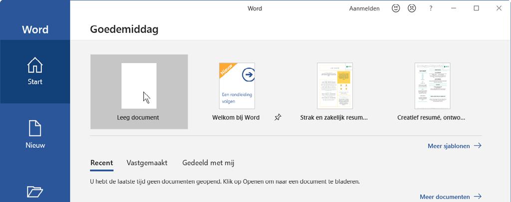 van Word wordt geopend.