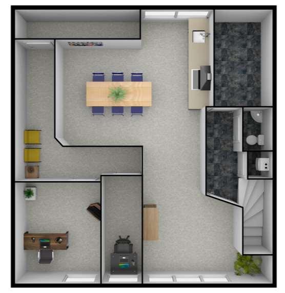 Plattegrond 1 e verdieping 3D Bovenstaande