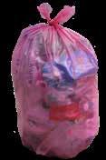 Je kan roze zakken kopen op het recyclagepark, het gemeentehuis en bij verschillende handelaars.