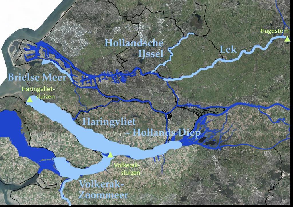 De Hollandsche IJssel: voor het Hoogheemraadschap van Rijnland, Hoogheemraadschap Schieland en de Krimpenerwaard en (het westelijk deel van) Hoogheemraadschap De Stichtse Rijnlanden.