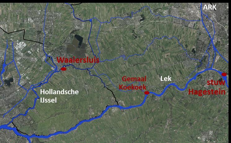 Delfland. De 6,9 m 3 /s die volgens het waterakkoord bij Bodegraven moet worden geleverd, is onvoldoende om in droge perioden in de volledige watervraag van Rijnland (18,7 m 3 /s in 2003) te voorzien.
