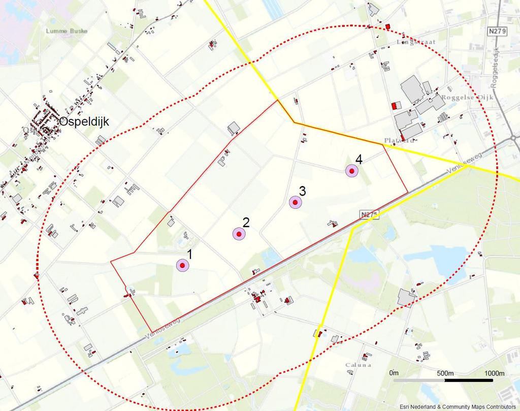 Figuur 2-1 Locatie windturbines Windpark Ospeldijk 2.3 Huidige situatie Het windpark wordt gerealiseerd ten oosten van Nederweert, parallel aan de Venloseweg.