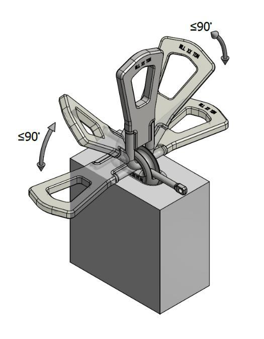5) Systeem hanteren De 2D-hijsbeugel van de koppeling kan in elke richting worden bewogen.