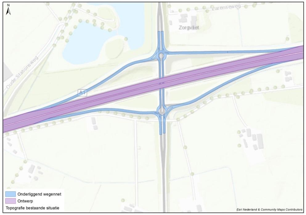 Figuur 3-5: Aansluiting Lochem Aansluiting Markelo Bij de aansluiting Markelo worden ook rotondes gerealiseerd.