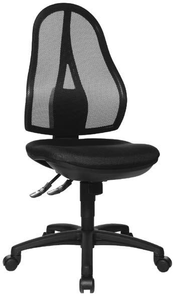 Zithoogte: 42 55 cm Zitbreedte: 45 cm Zitdiepte: 44 cm Rughoogte: 45 cm Gemakkelijk te monteren Inclusief set wielen Kleur: zwart verp/1 Bureaustoel Open Point SY Aanpasbare hoogte Ergonomisch met